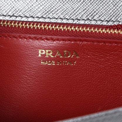 Prada Metallic Saffiano Lux Chain Wallet Cromo 6 of 6