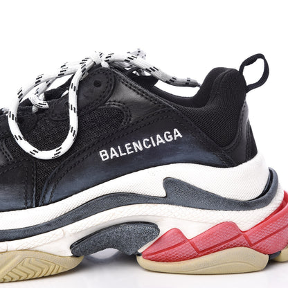 Balenciaga Fabric Mesh Washed Effect Womens Triple S Sneakers 37 Black Red 10 of 18
