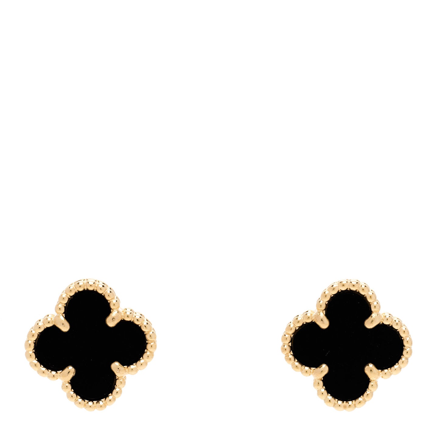 18K Yellow Gold Black Onyx Sweet Alhambra Earrings