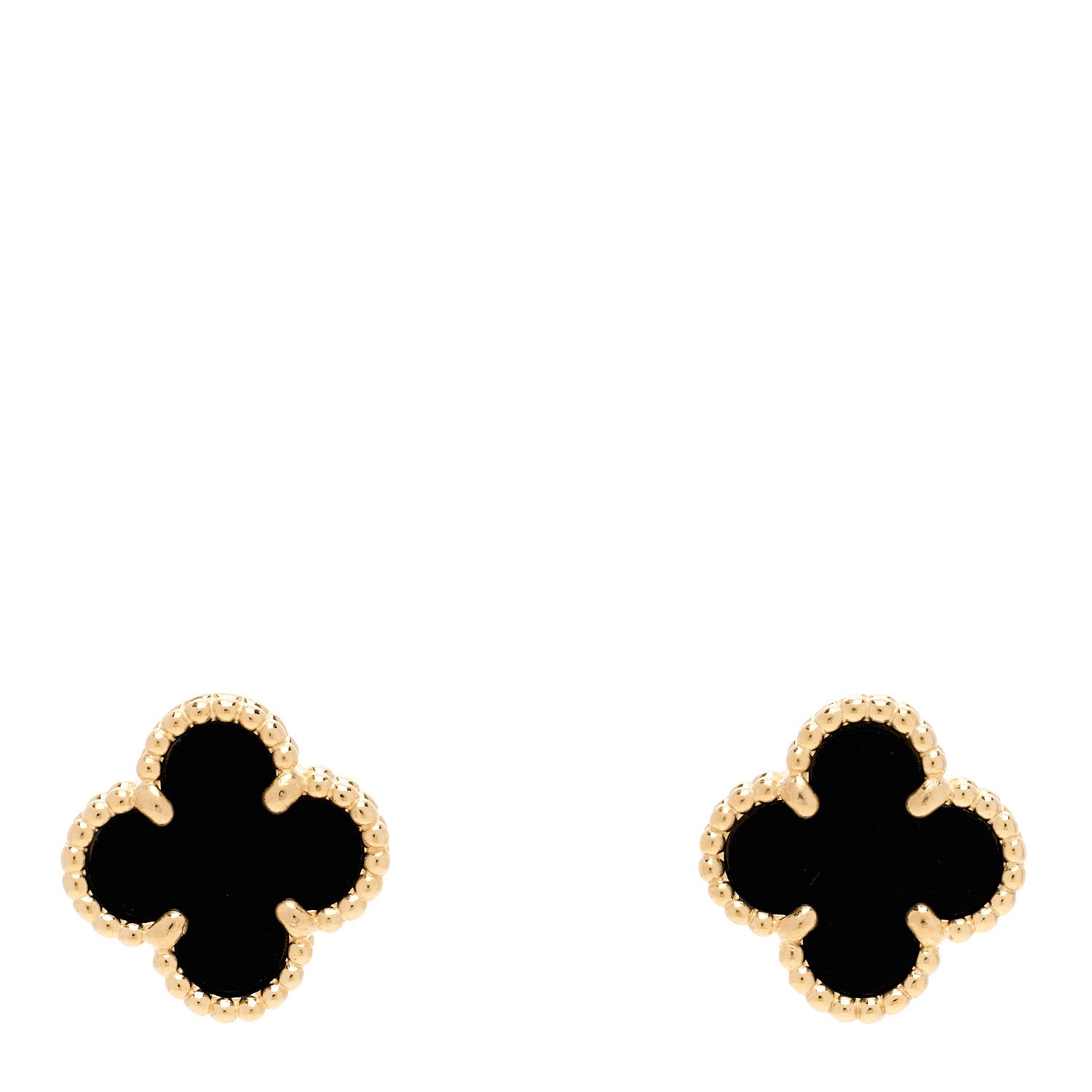 Van Cleef & Arpels 18K Yellow Gold Black Onyx Sweet Alhambra Earrings 1 of 5