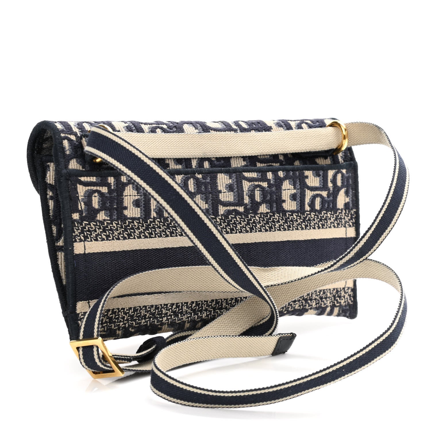 Christian Dior Oblique Slim Saddle Pouch Blue 3 of 11