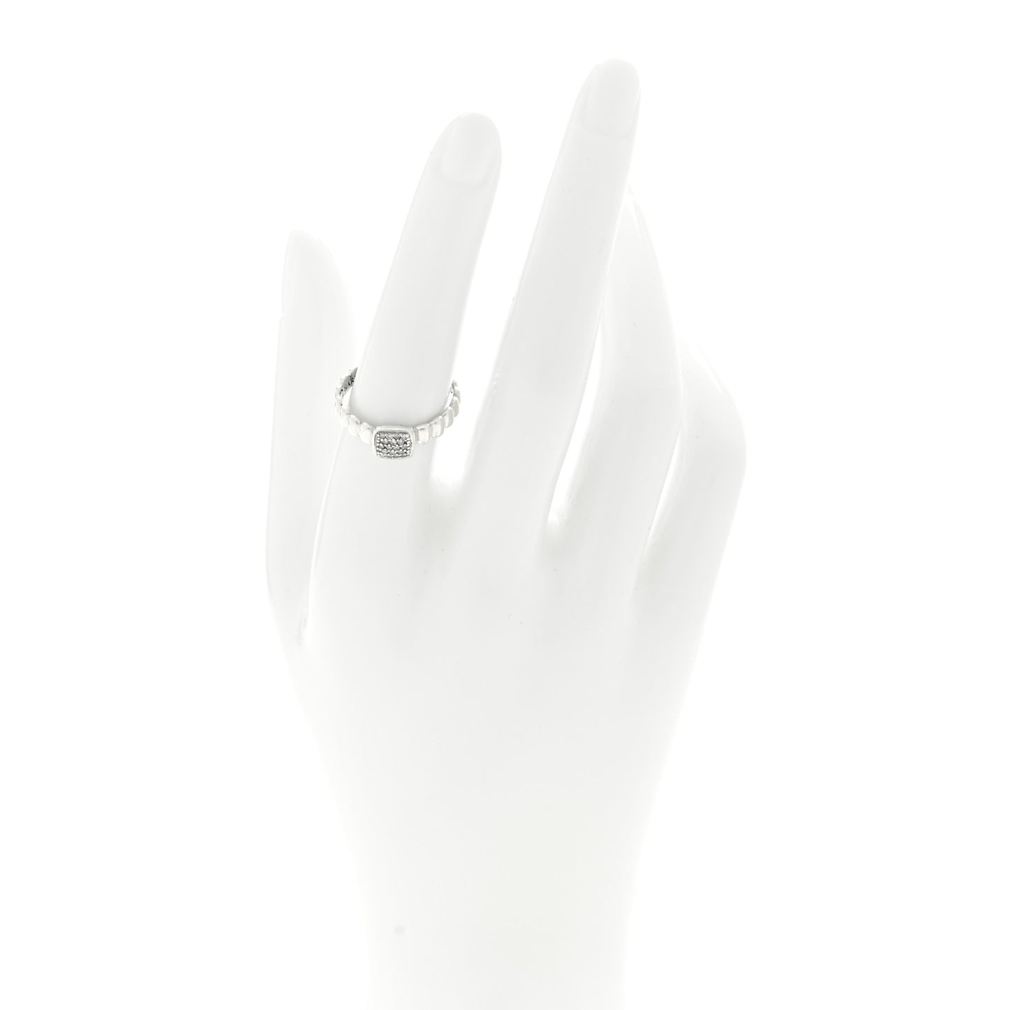 Sterling Silver Diamond Bedeg Station Ring 53 6.5