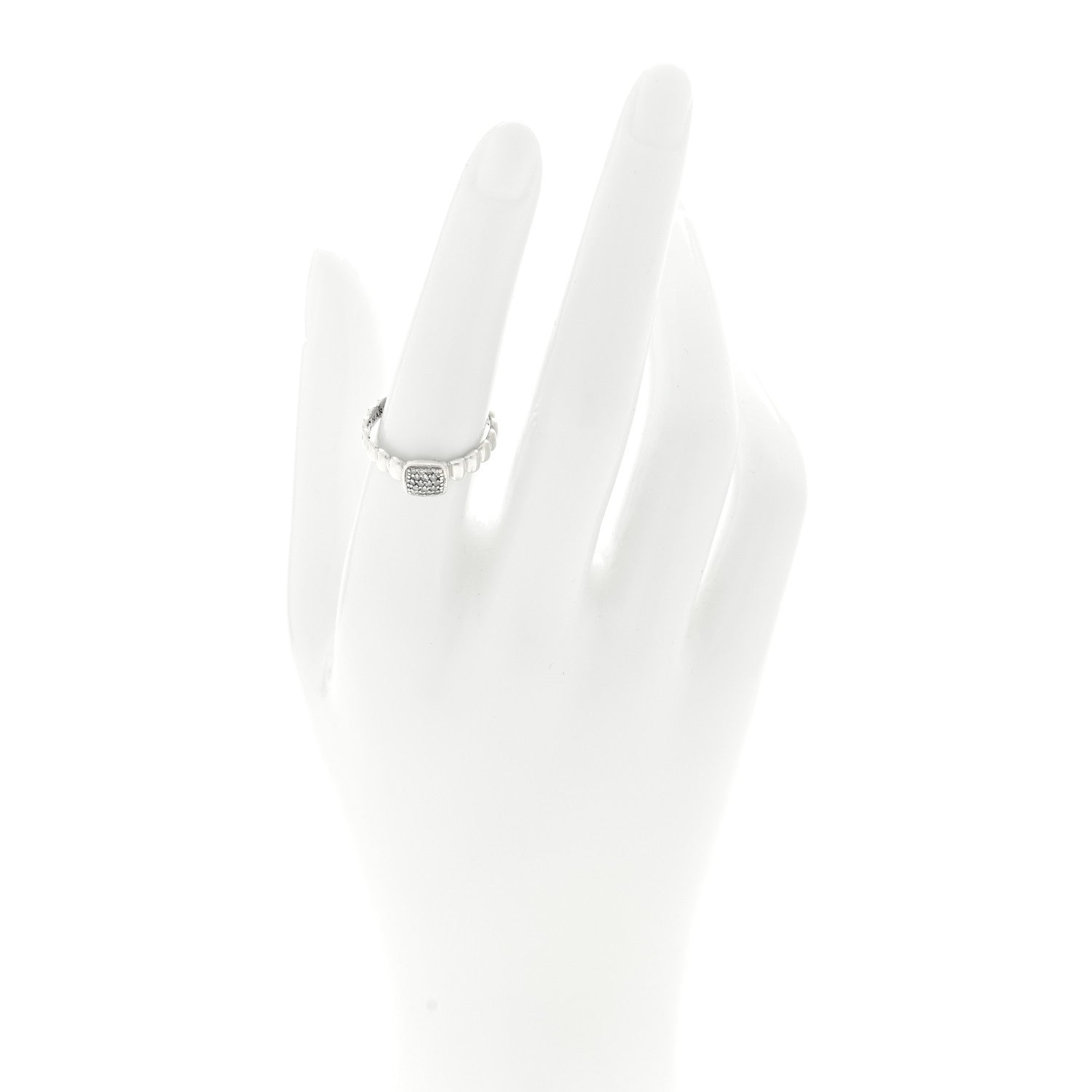 John Hardy Sterling Silver Diamond Bedeg Station Ring 53 6.5 2 of 4