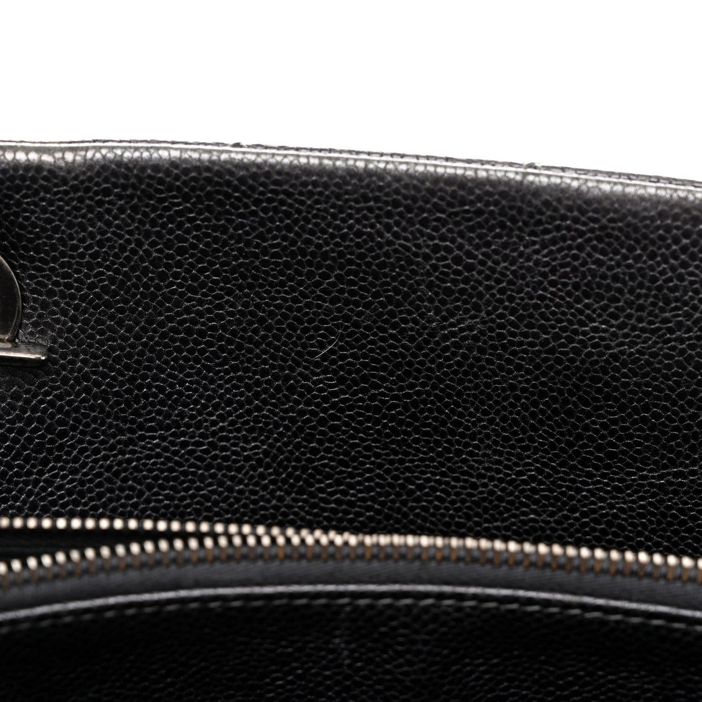Iridescent Caviar Quilted Chic Shopping Tote Silver