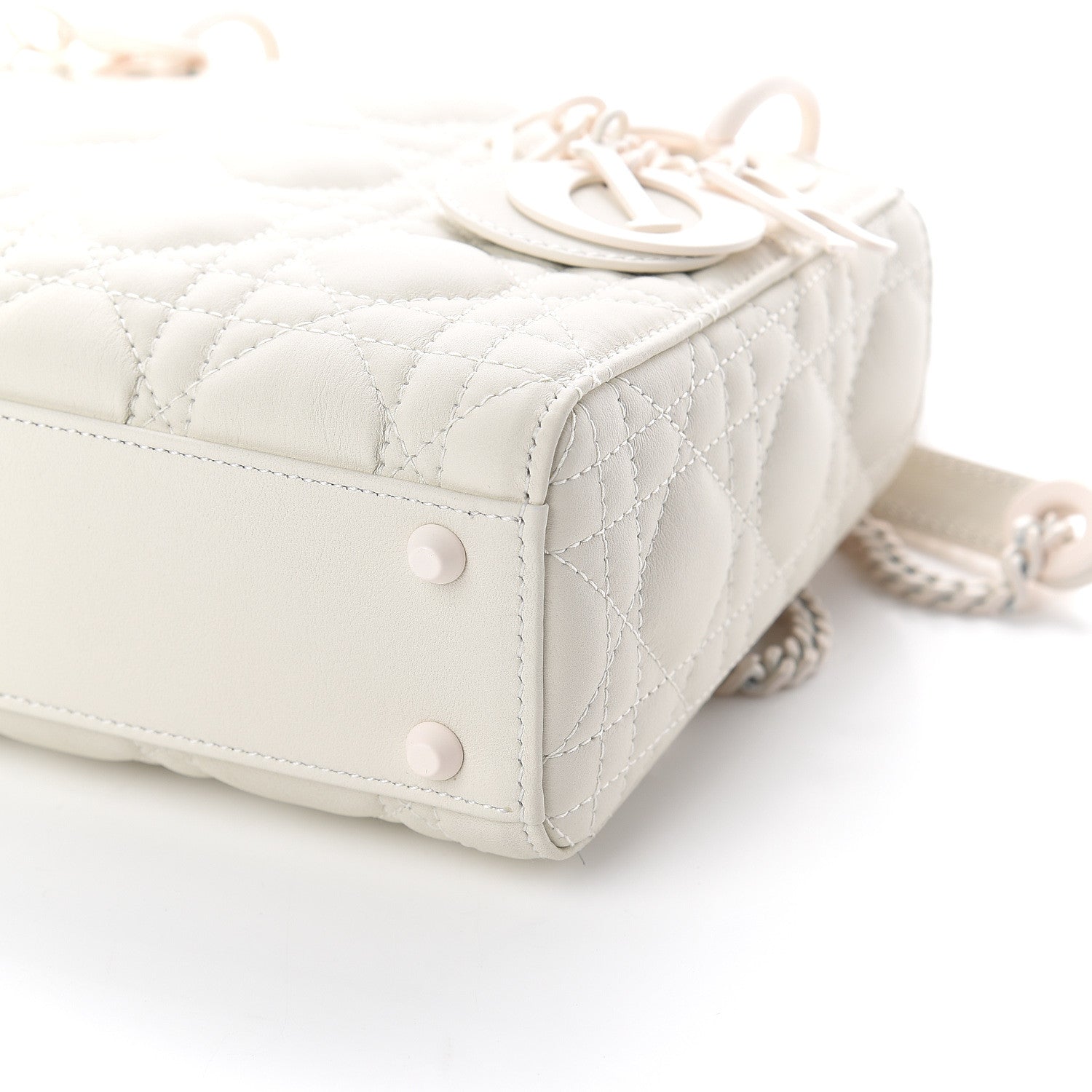 Christian Dior Ultra Matte Calfskin Cannage Mini Lady Dior White