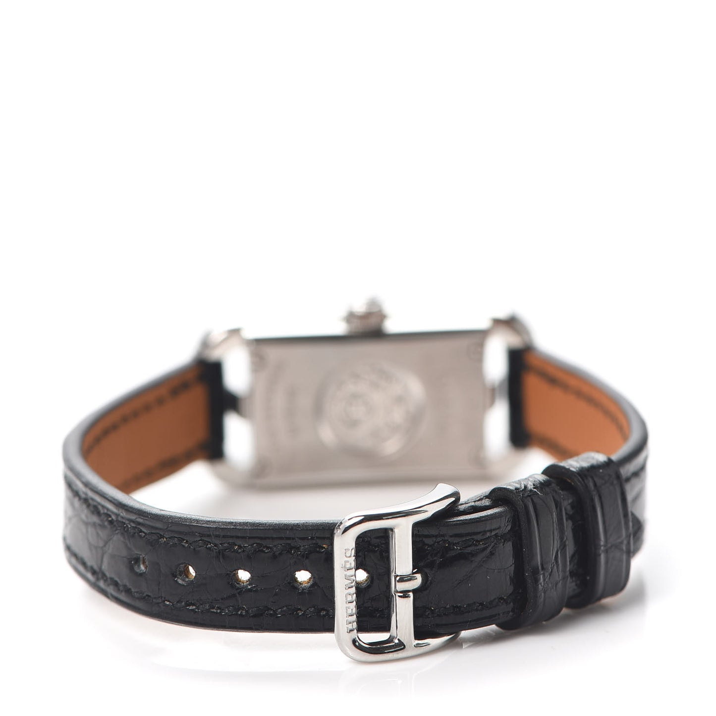 Stainless Steel Alligator Diamond 17mm Nantucket Serti Joaillier Quartz Watch Noir