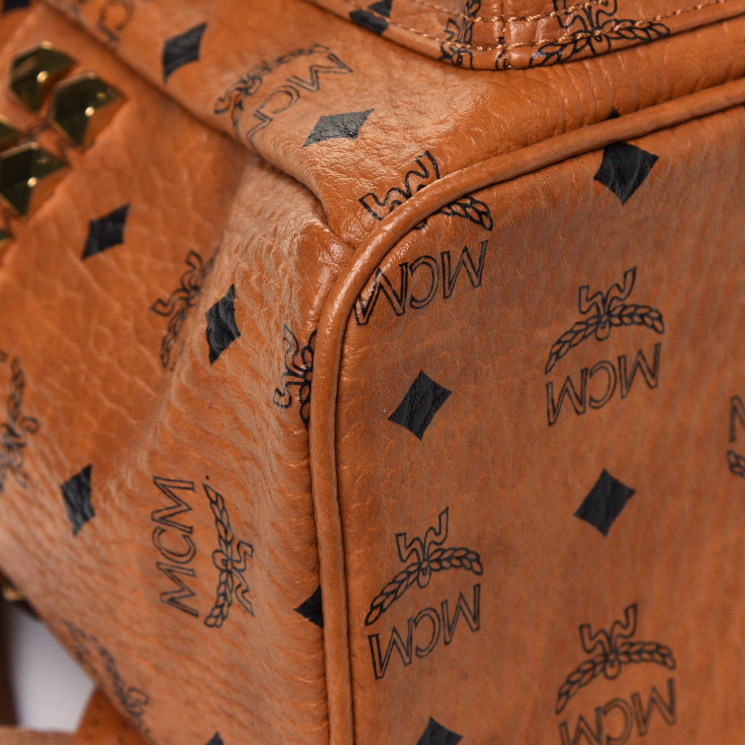 MCM Visetos Small Side Stud Stark Backpack Cognac 8 of 12