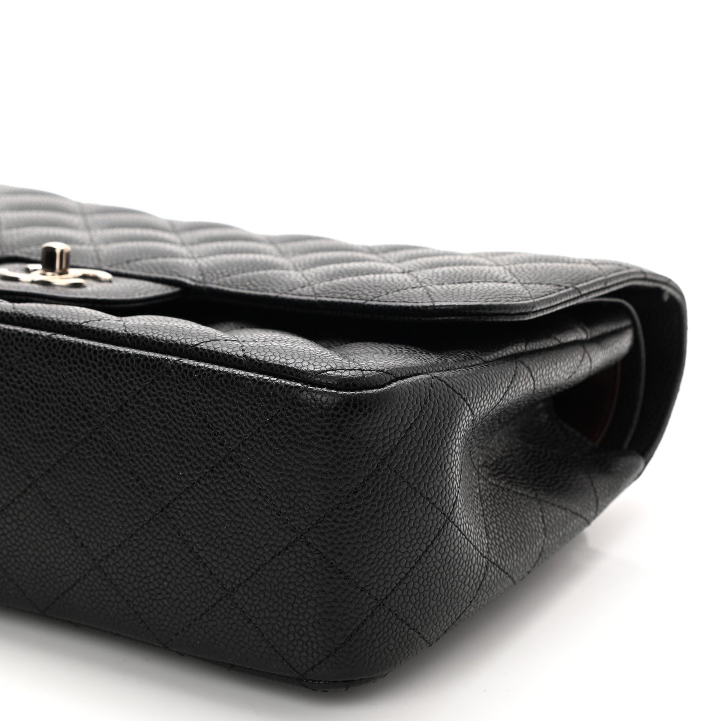 Caviar Quilted Jumbo Double Flap Black