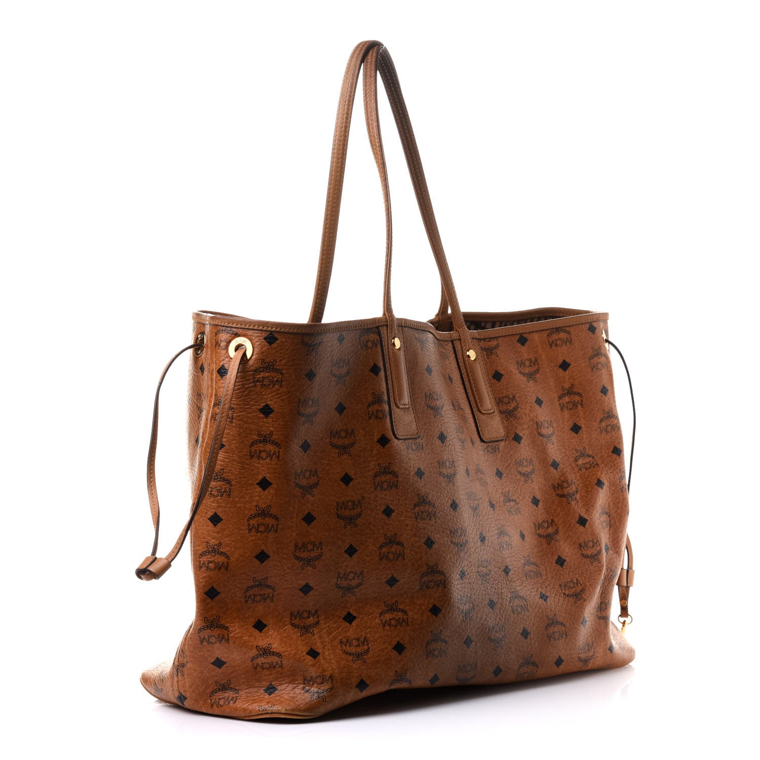MCM Visetos Large Liz Reversible Shopper Tote Cognac 4 of 17