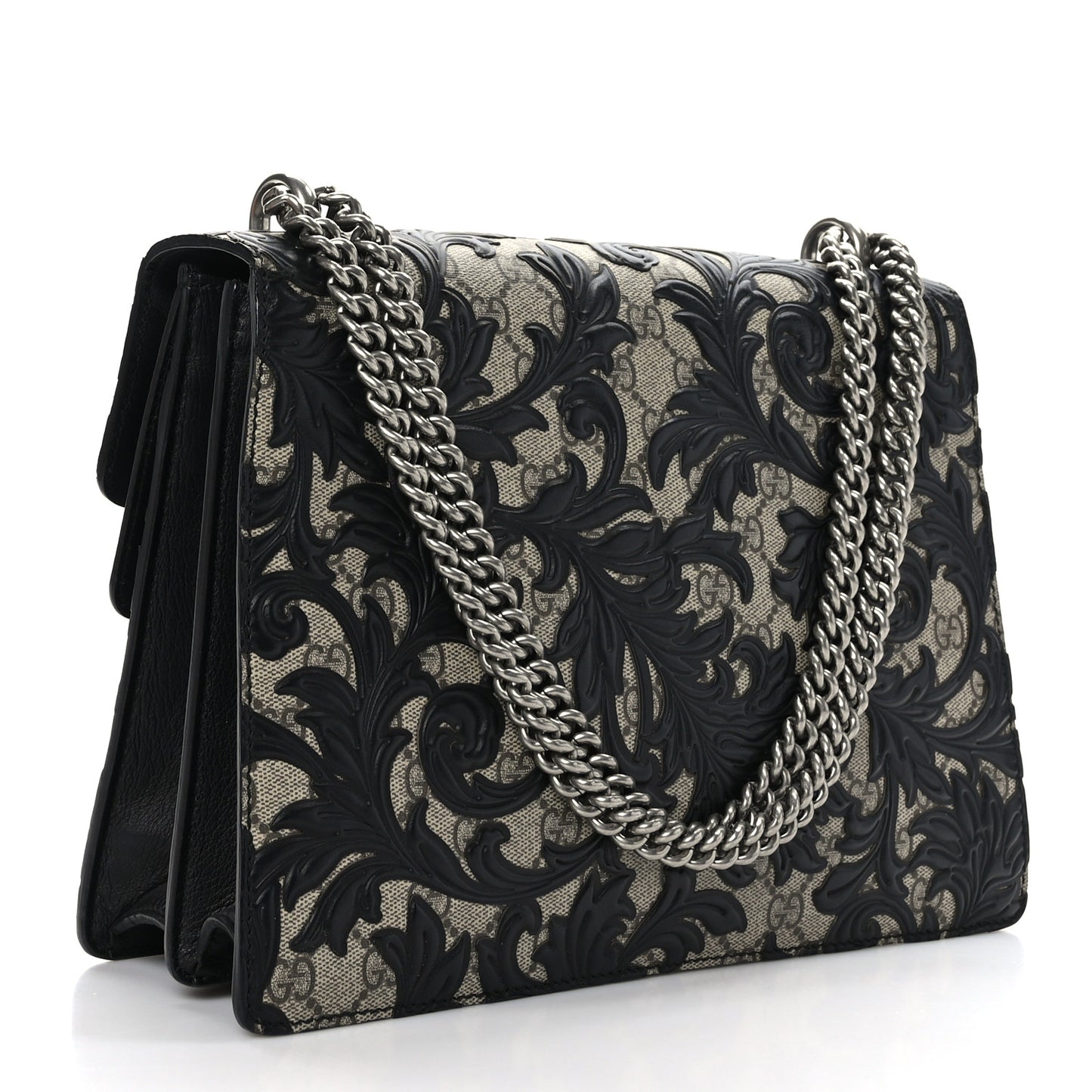 GG Supreme Monogram Arabesque Medium Dionysus Shoulder Bag Black