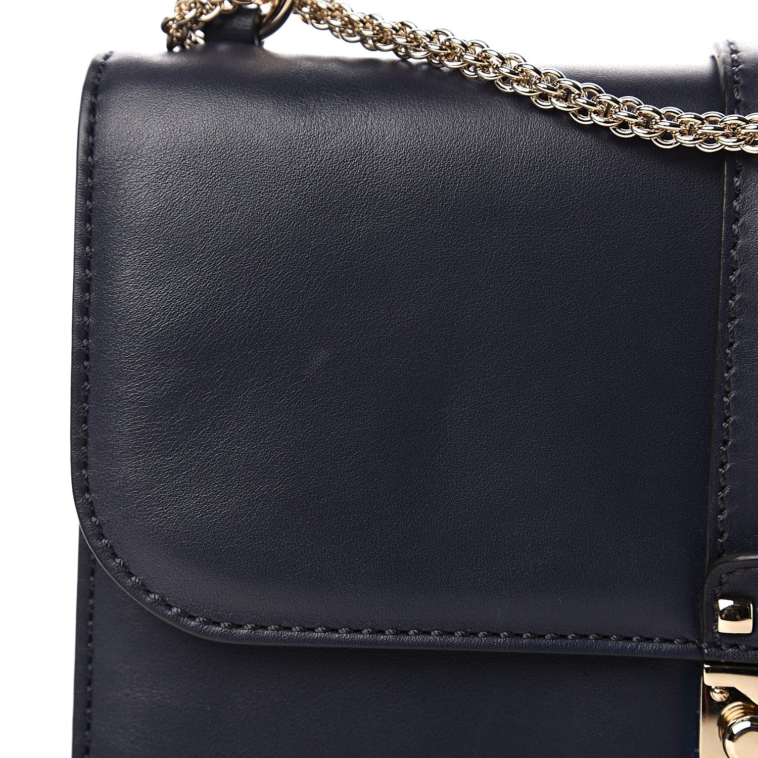 Valentino Garavani Vitello Medium Glam Lock Rockstud Flap Marine 9 of 10