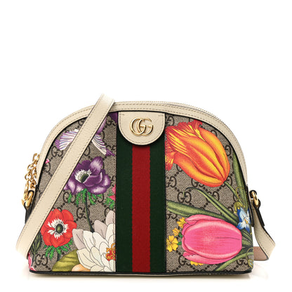 Gucci GG Supreme Monogram Flora Web GG Small Ophidia Dome Shoulder Bag White 1 of 14