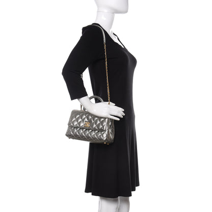 Chanel Metallic Caviar Quilted Mini Coco Handle Flap Silver 2 of 10