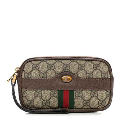 Gucci GG Supreme Monogram Ophidia Phone Case Wristlet Brown 1 of 10