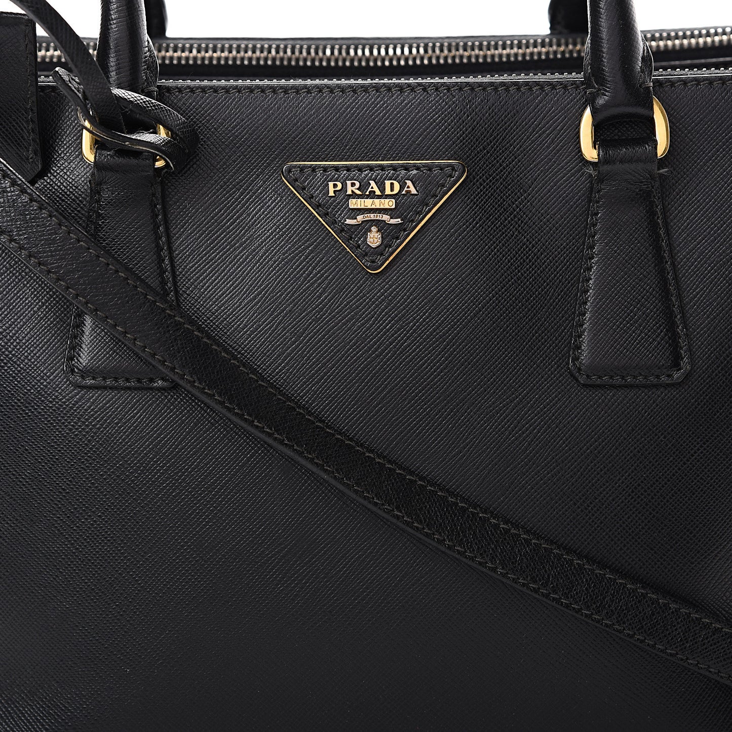 Saffiano Small Galleria Double Zip Tote Black