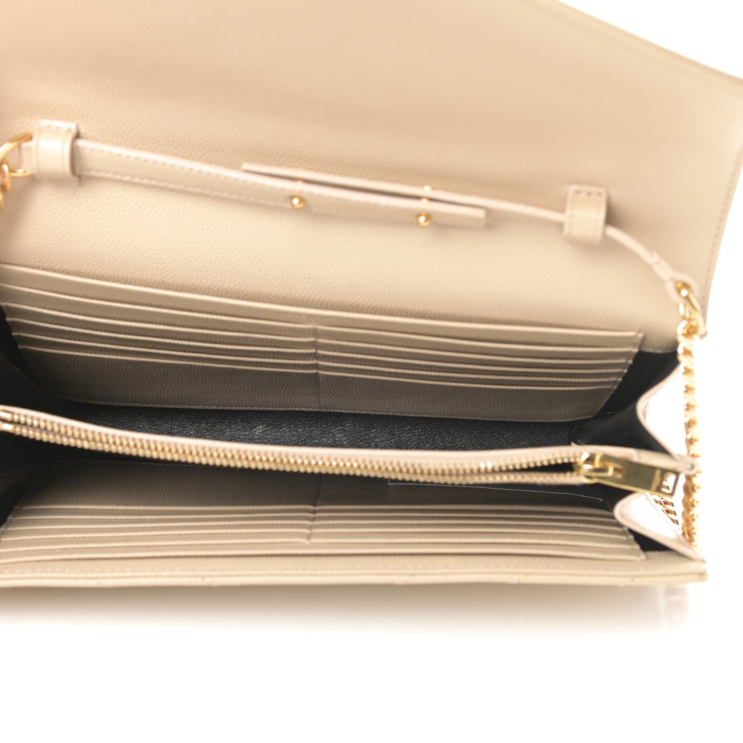 Grain De Poudre Matelasse Chevron Monogram Chain Wallet Nude Powder