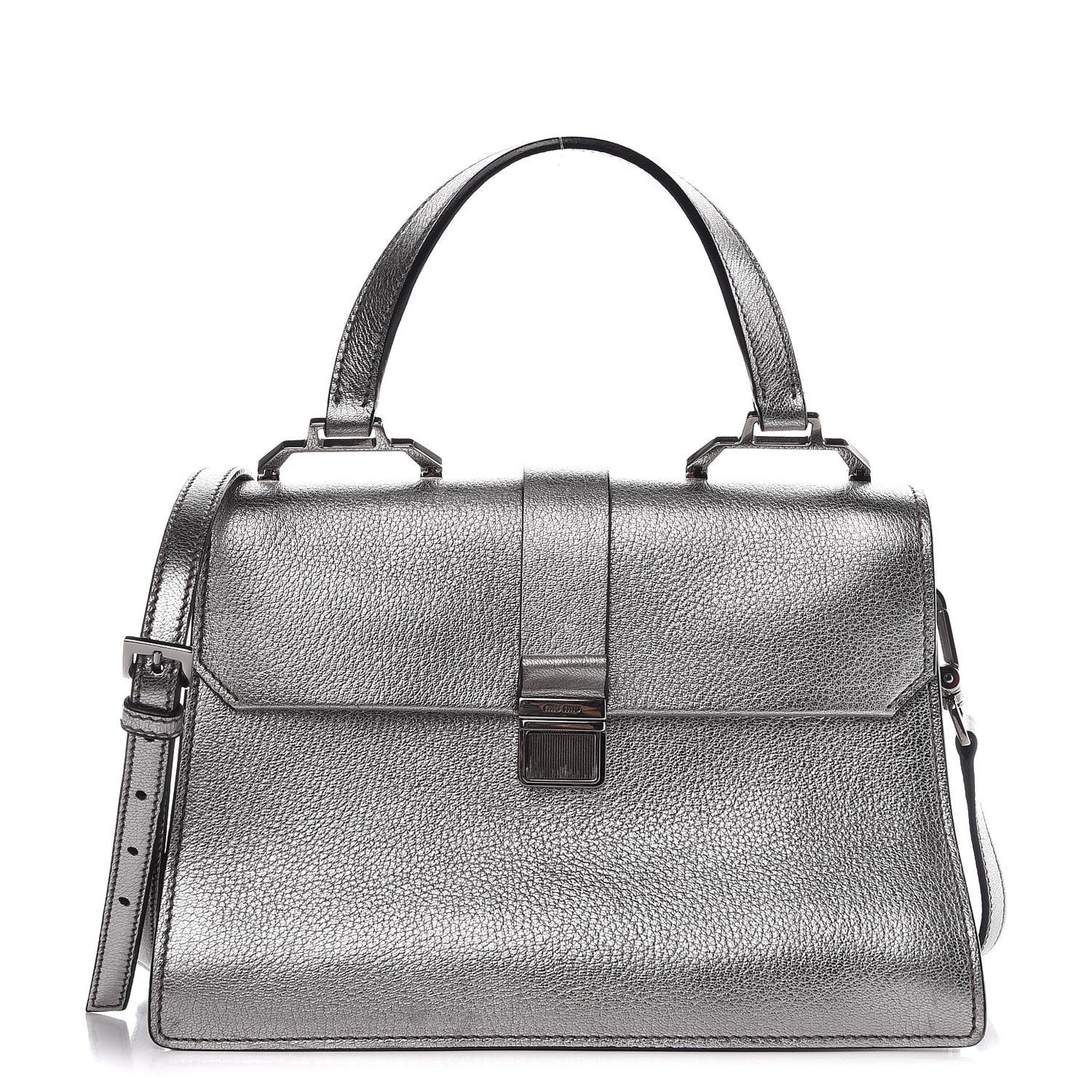 Goatskin Madras Top Handle Bag Silver