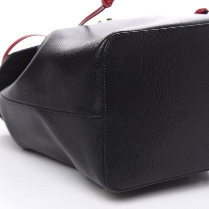 Fendi Vitello Cruise Bi-Color FF 1974 Embossed F is Fendi Drawstring Backpack Black Fragola Maya 8 of 9