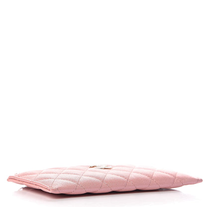 Chanel Iridescent Caviar Quilted Classic Zip Pouch Rose Pink 4 of 8