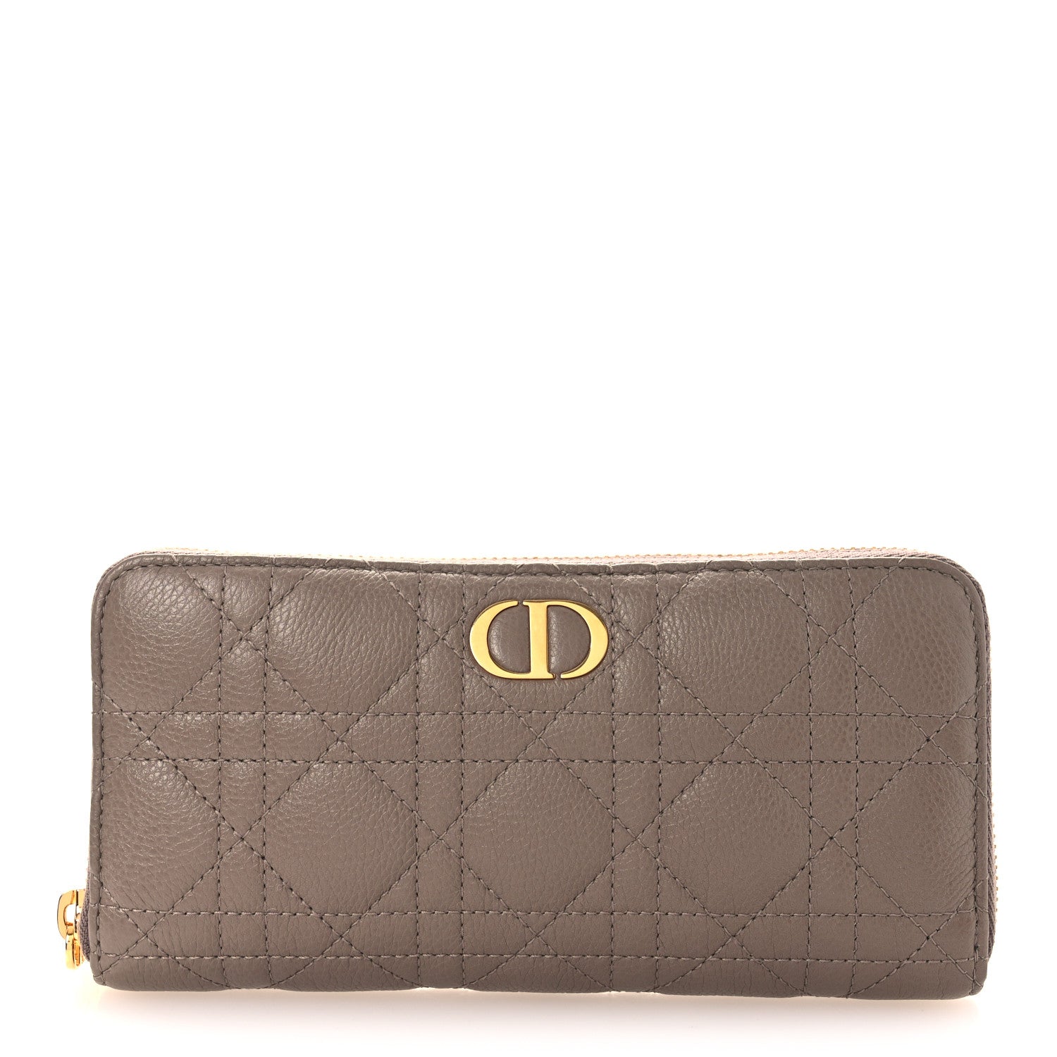Christian Dior Grained Calfskin Supple Cannage Caro Zip Wallet