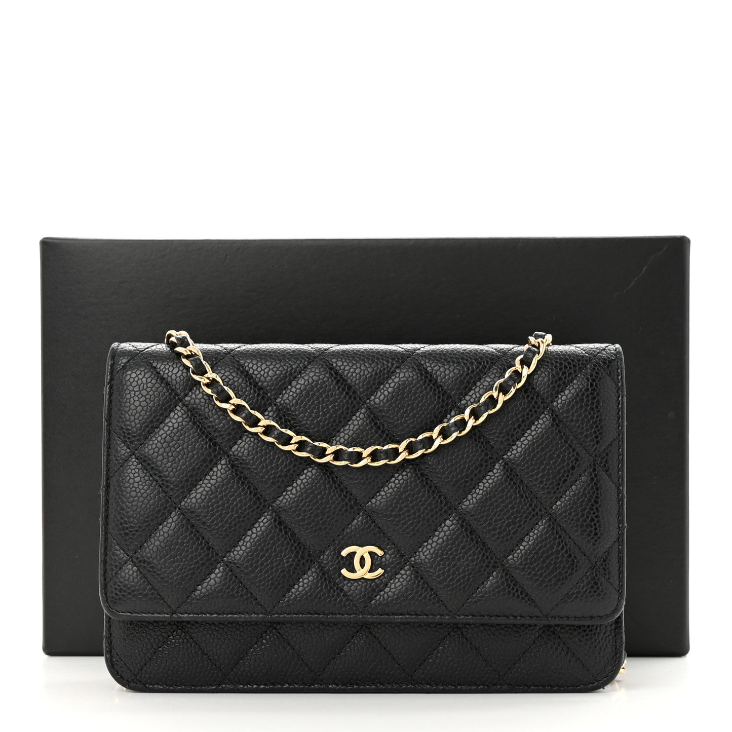 Caviar Quilted Wallet On Chain WOC Black