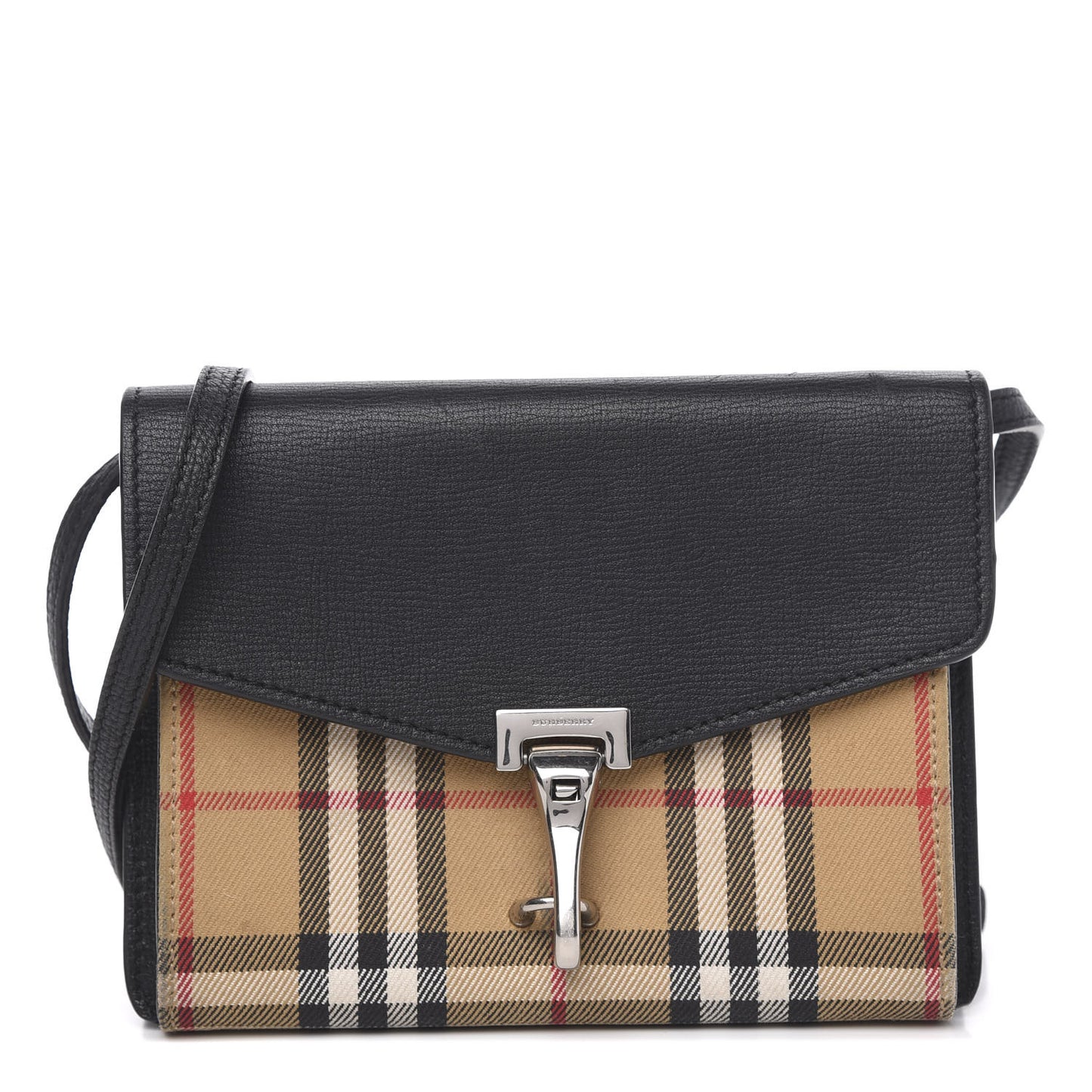 Grainy Calfskin Vintage Check Mini Macken Crossbody Bag Black