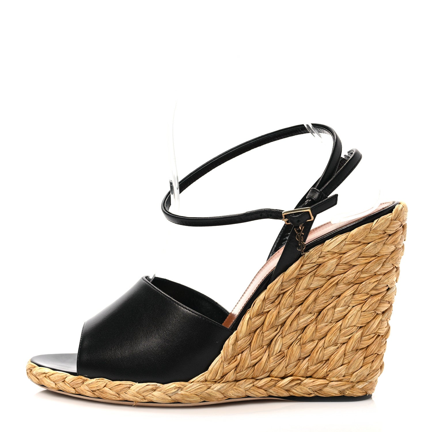 Saint Laurent Calfskin Paloma Espadrille 95 Wedges 40 Black 1 of 9