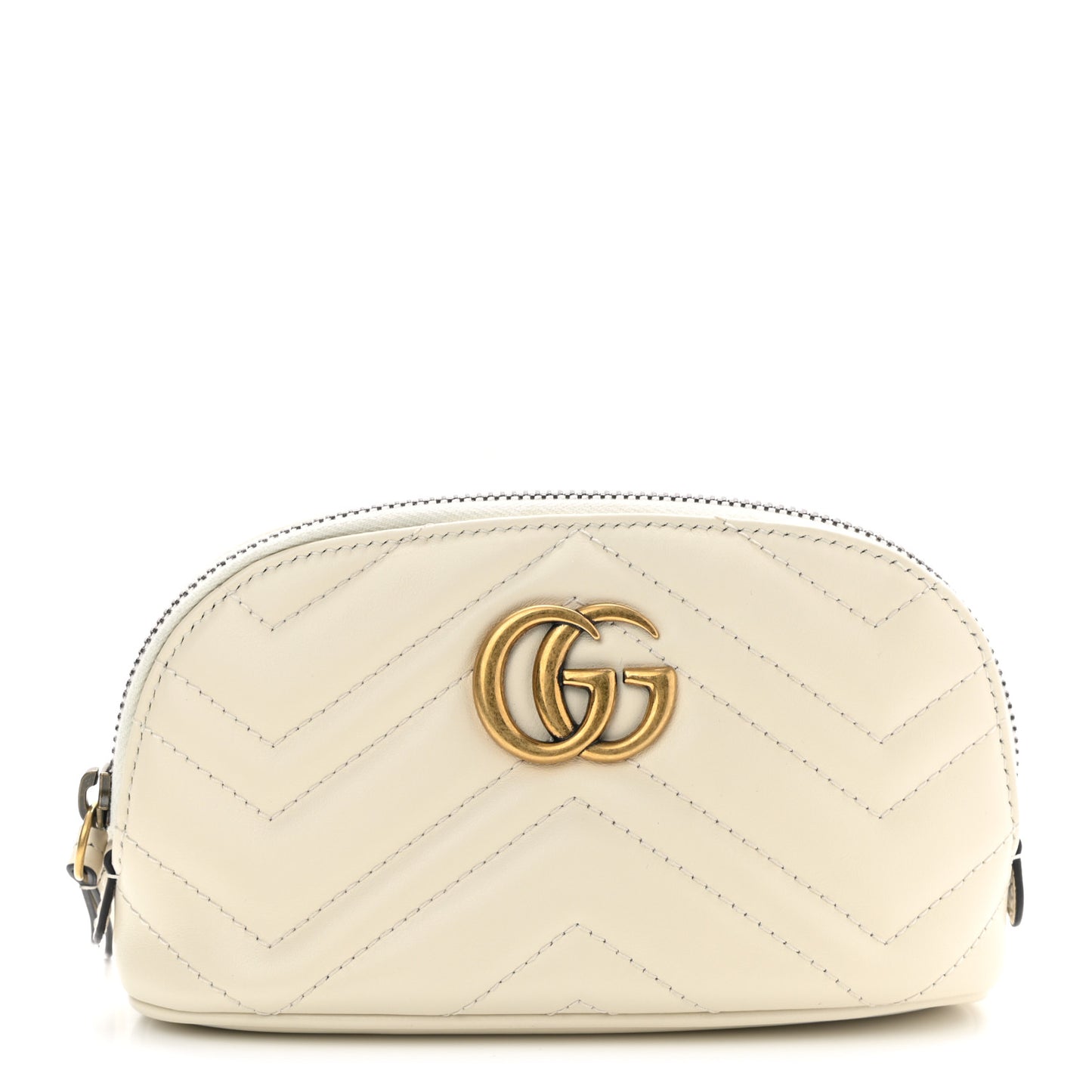 Calfskin Matelasse GG Marmont Pouch Cosmetic Case White