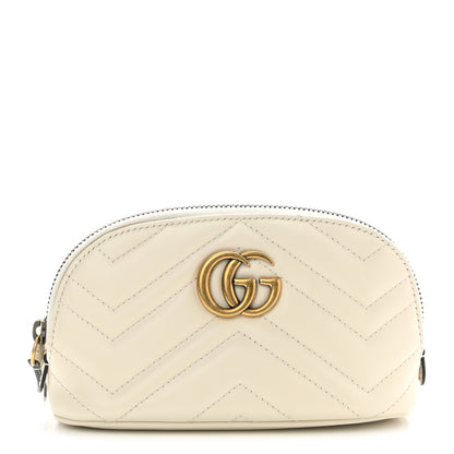 Gucci Calfskin Matelasse GG Marmont Pouch Cosmetic Case White 1 of 8