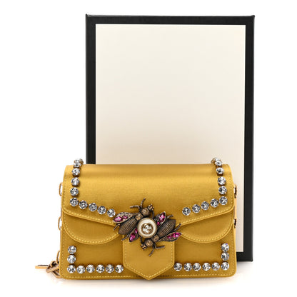 Gucci Satin Crystal Mini Bee Broadway Shoulder Bag Gold 11 of 11