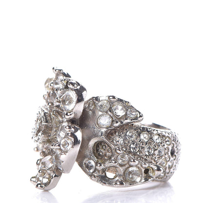 Chanel Swarovski Crystal Camellia CC Ring 7 3 of 5