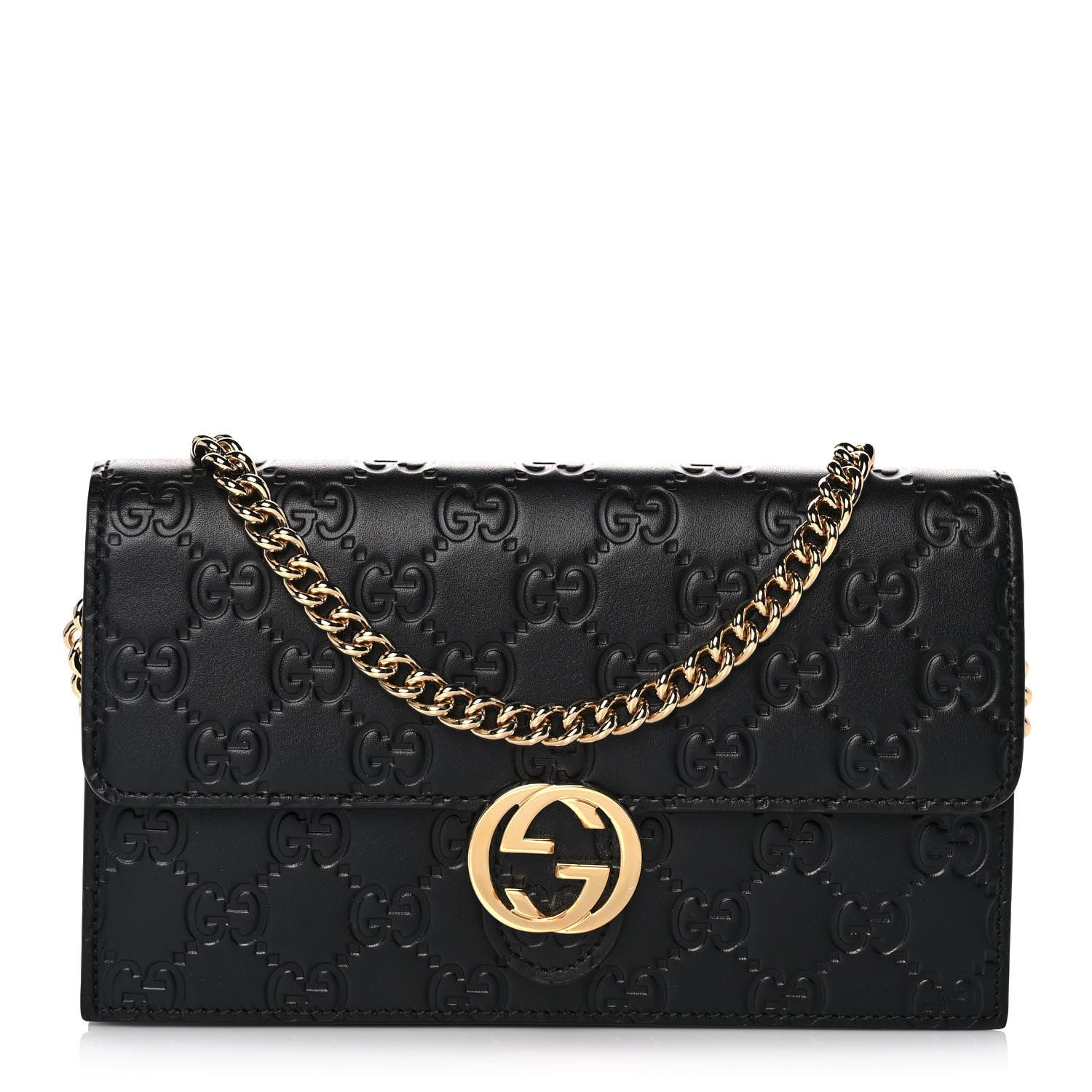 Gucci Guccissima Icon Chain Wallet Black 1 of 10