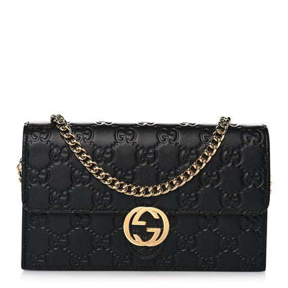 Gucci Guccissima Icon Chain Wallet Black 1 of 10