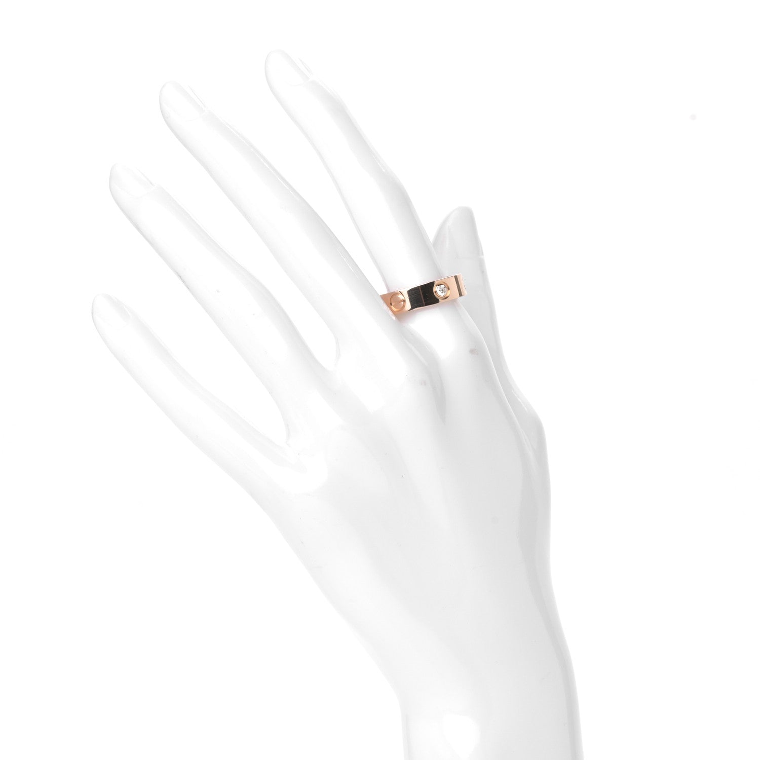 Cartier 18K Pink Gold 3 Diamond 5.5mm LOVE Ring 56 7.5 2 of 4
