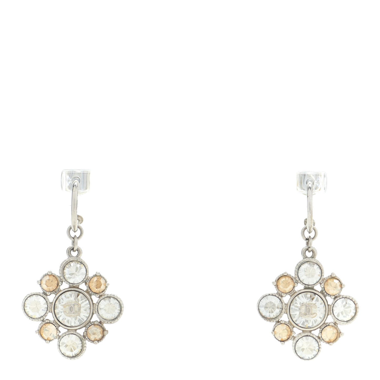 Crystal CC Dangle Earrings Silver