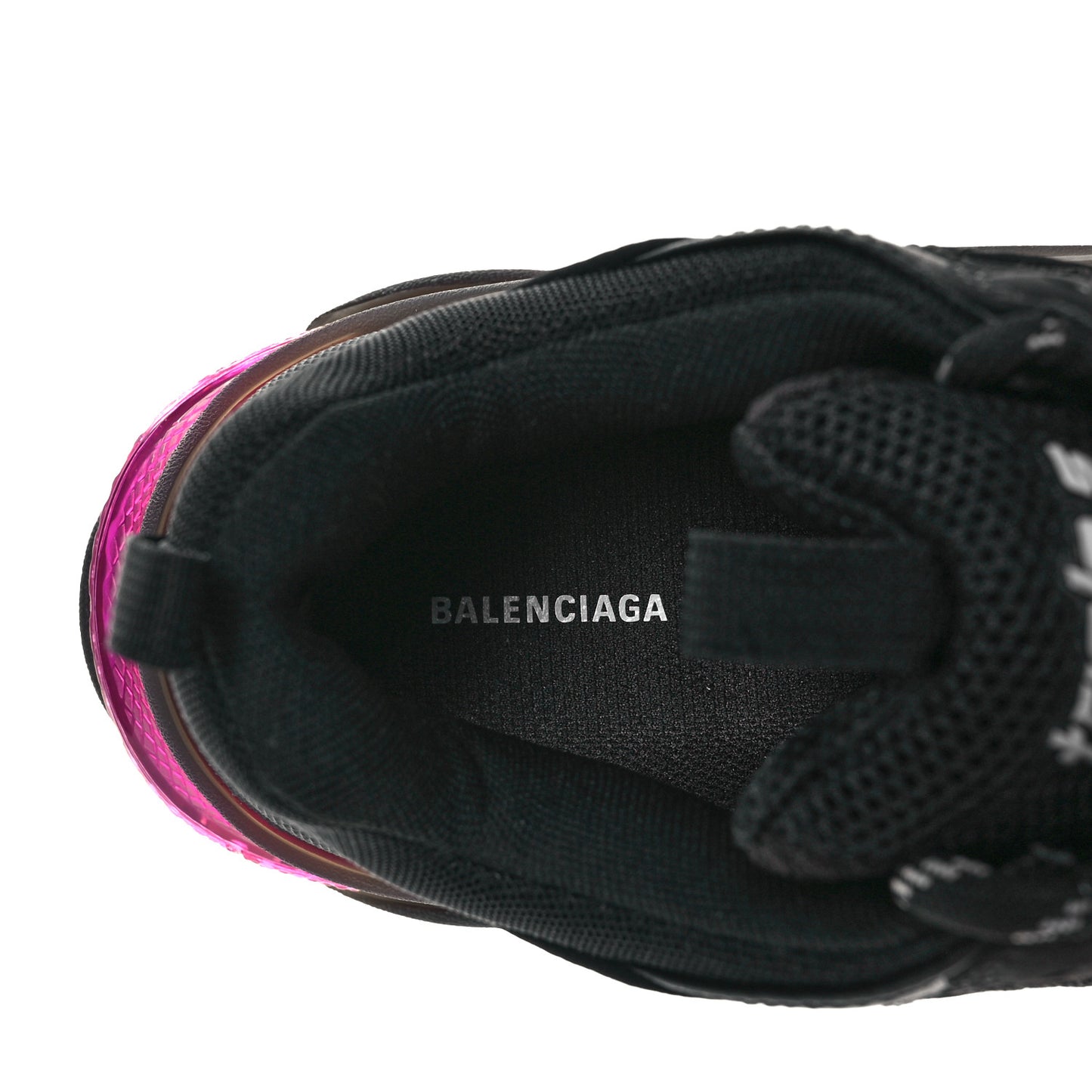 Fabric Mesh Clear Sole Womens Triple S Sneakers 39 Black Pink Neon