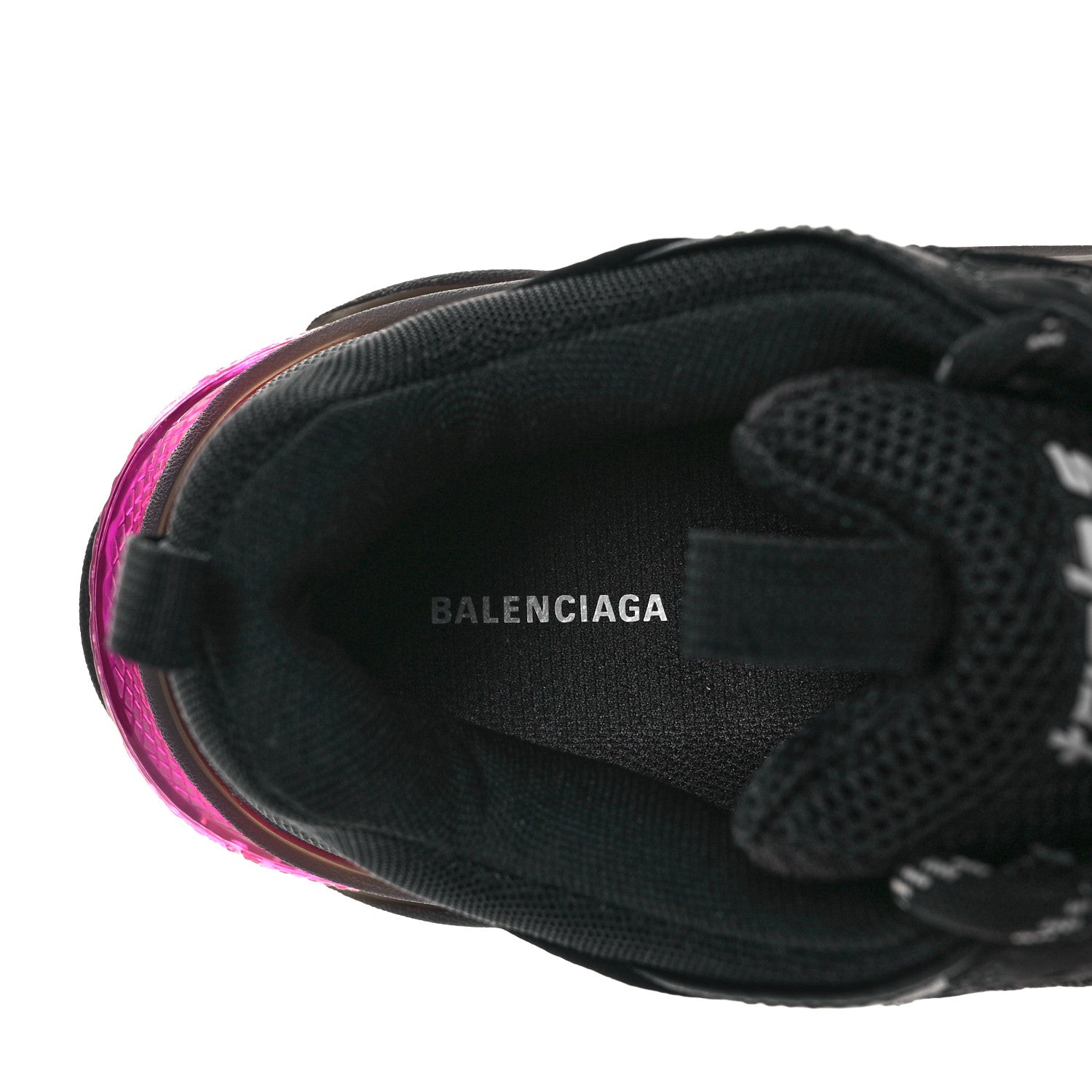 Balenciaga Fabric Mesh Clear Sole Womens Triple S Sneakers 39 Black Pink Neon 6 of 7