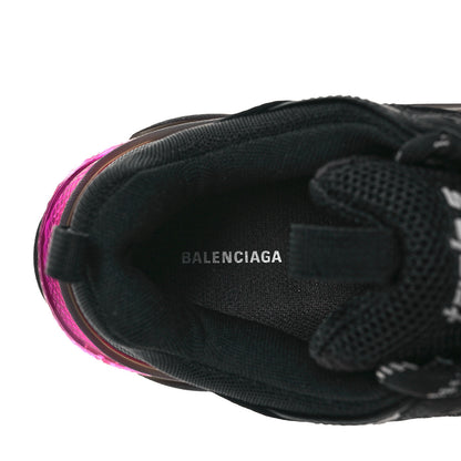 Balenciaga Fabric Mesh Clear Sole Womens Triple S Sneakers 39 Black Pink Neon 6 of 7