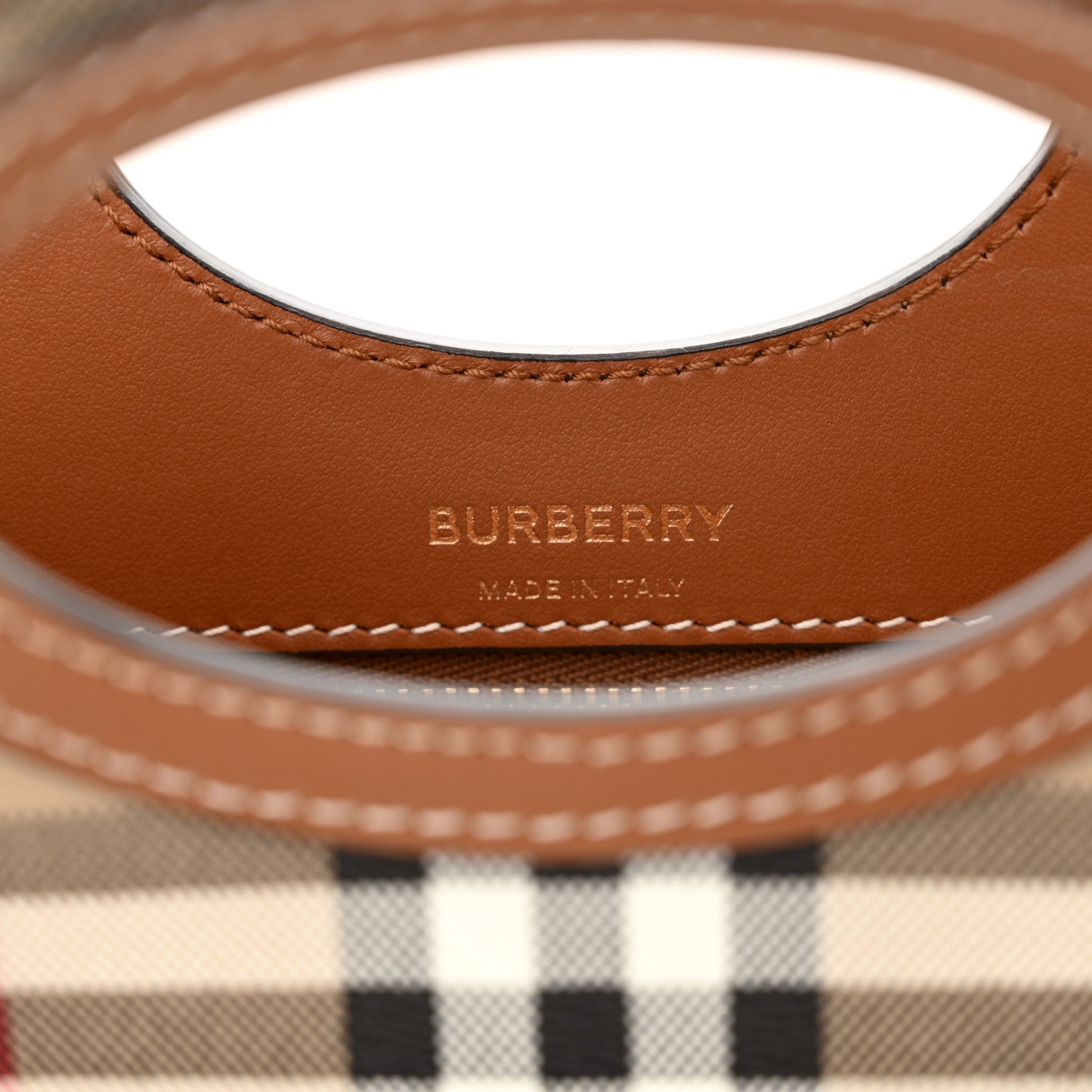 Burberry Smooth Calfskin Check Mini Pocket Bag Briar Brown 6 of 9