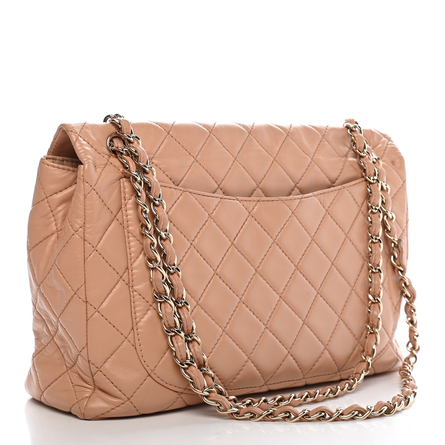 Chanel Lambskin Quilted Maxi Single Flap Beige 6 of 21