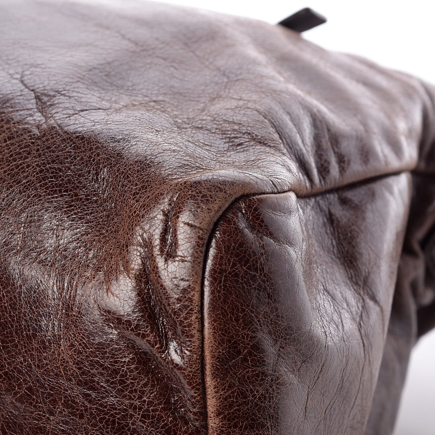 Vitello Shine Shopping Satchel Brown