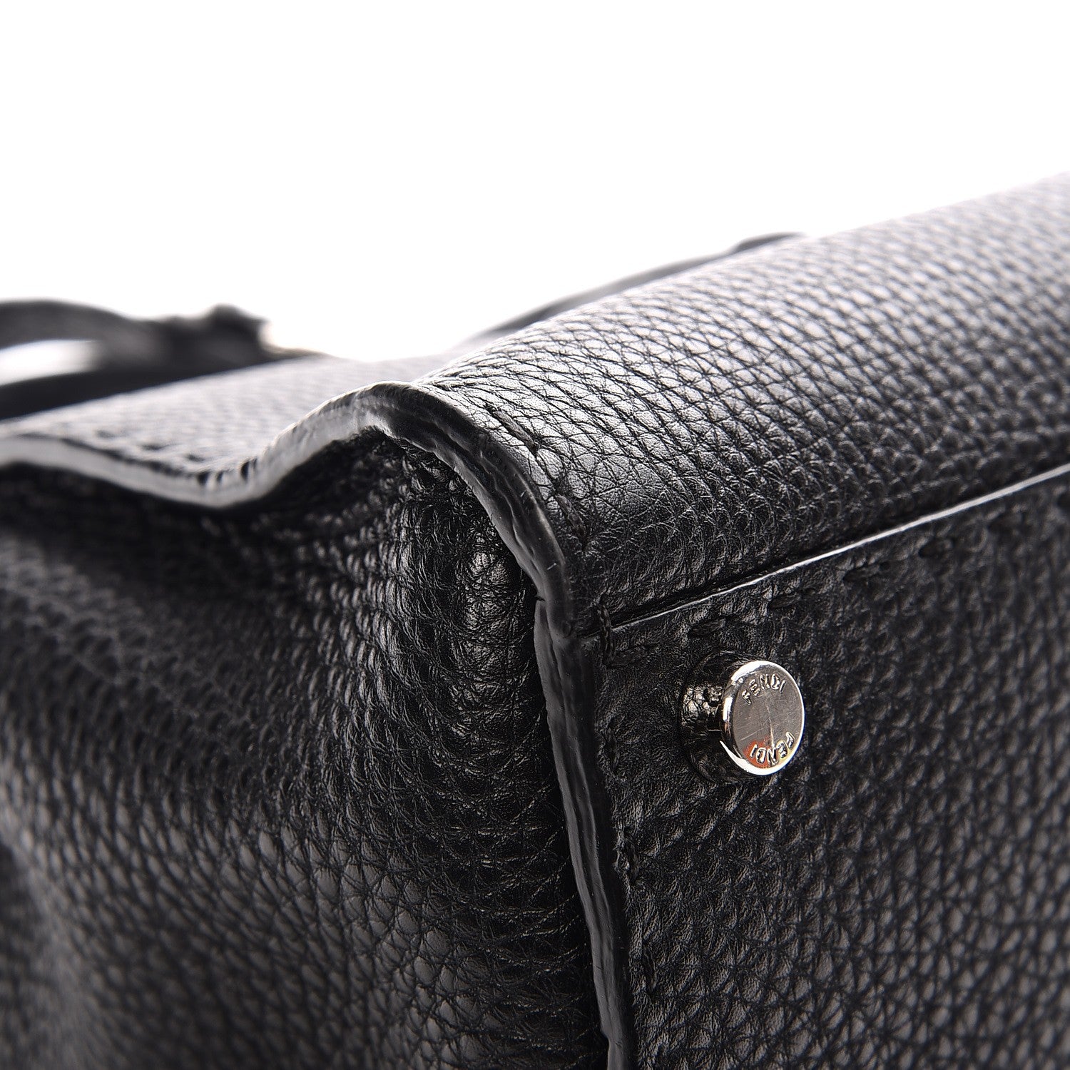 Fendi Cuoio Romano Selleria Bi-Color Medium Peekaboo Iconic Satchel Black Mou 9 of 12