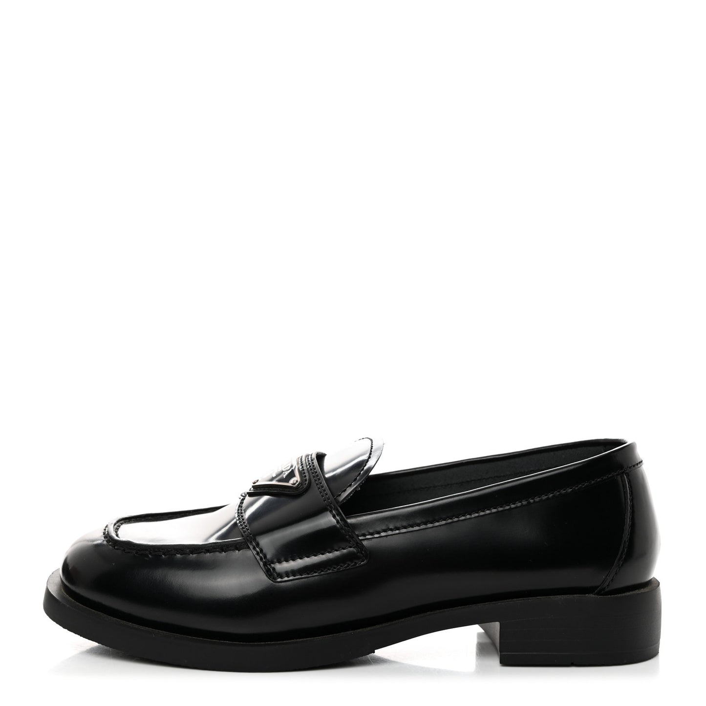 Spazzolato Metal Triangle Logo 50mm Loafers 35 Black