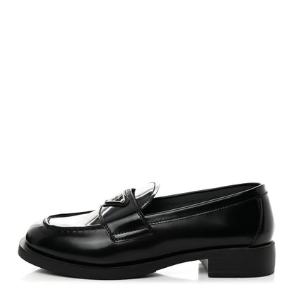 Prada Spazzolato Metal Triangle Logo 50mm Loafers 35 Black 1 of 9
