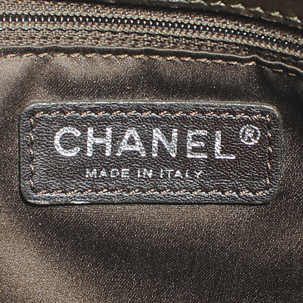 Glazed Calfskin Quilted 3 Accordion Flap Dark Brown