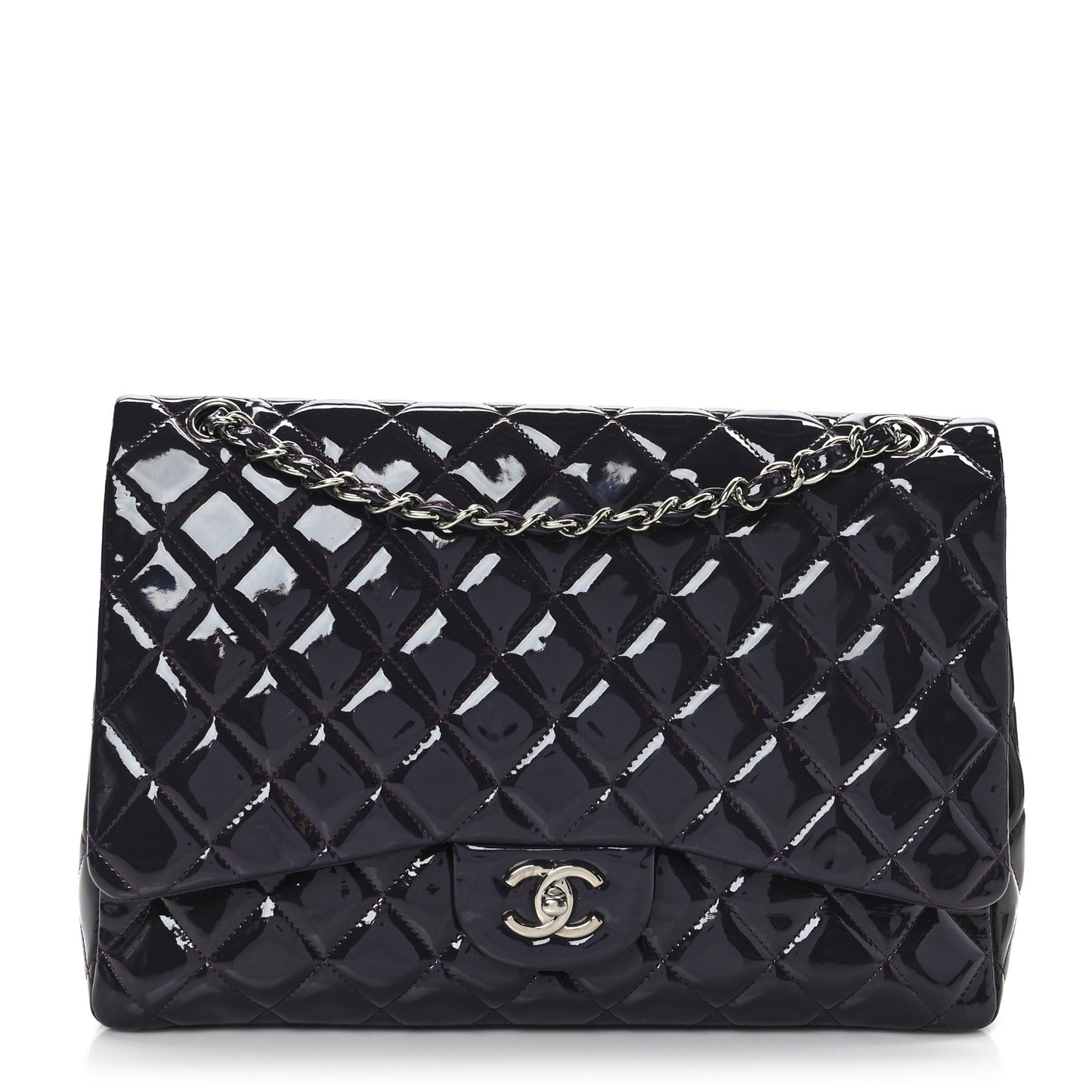 Patent Quilted Maxi Single Flap Purple