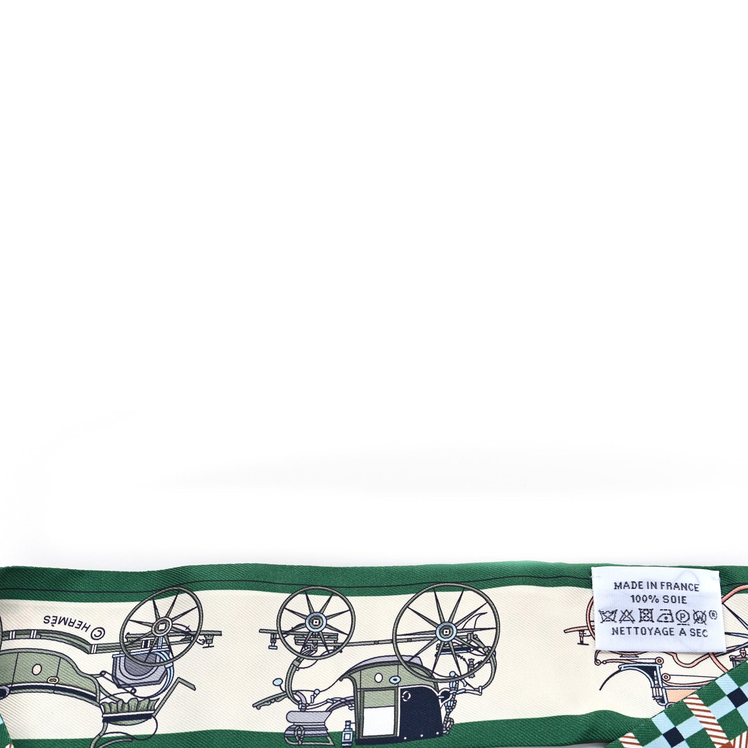 Hermes Silk Les Voitures Nouvelle Twilly Emeraude Creme Ciel 3 of 4