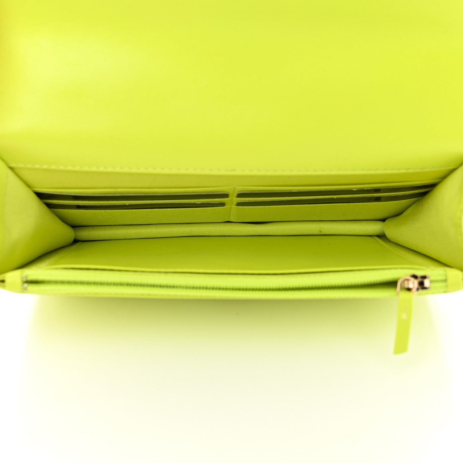 Chanel Shiny Lambskin Quilted Chanel 19 Wallet On Chain WOC Neon Yellow 5 of 14