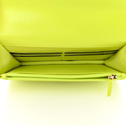 Chanel Shiny Lambskin Quilted Chanel 19 Wallet On Chain WOC Neon Yellow 5 of 14