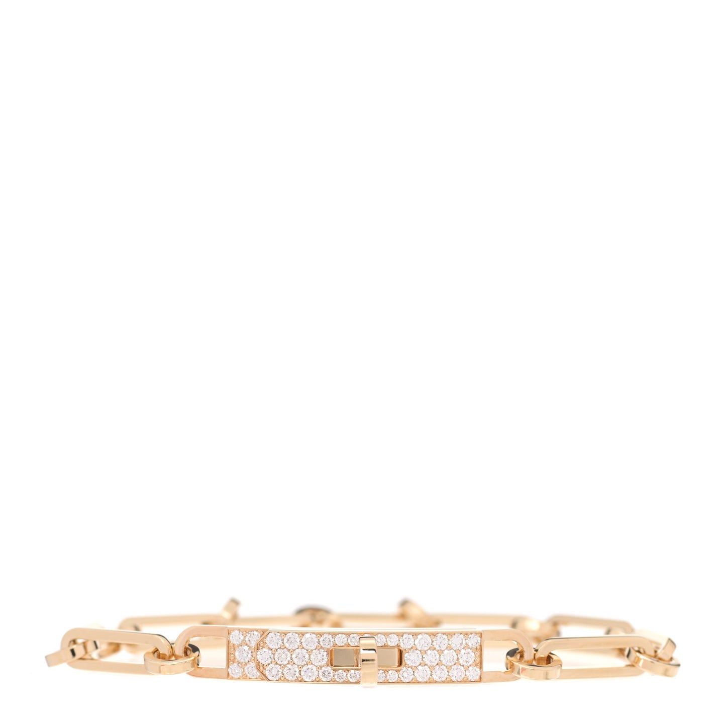 18K Yellow Gold Diamond Pave PM Kelly Chaine Bracelet ST